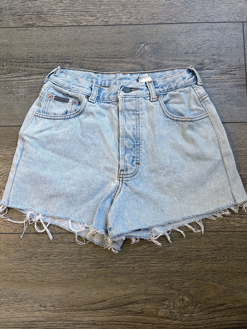 Vintage 90s CK Calvin Klein Denim Light Wash Jean Cutoff Mini Shorts High-Rise